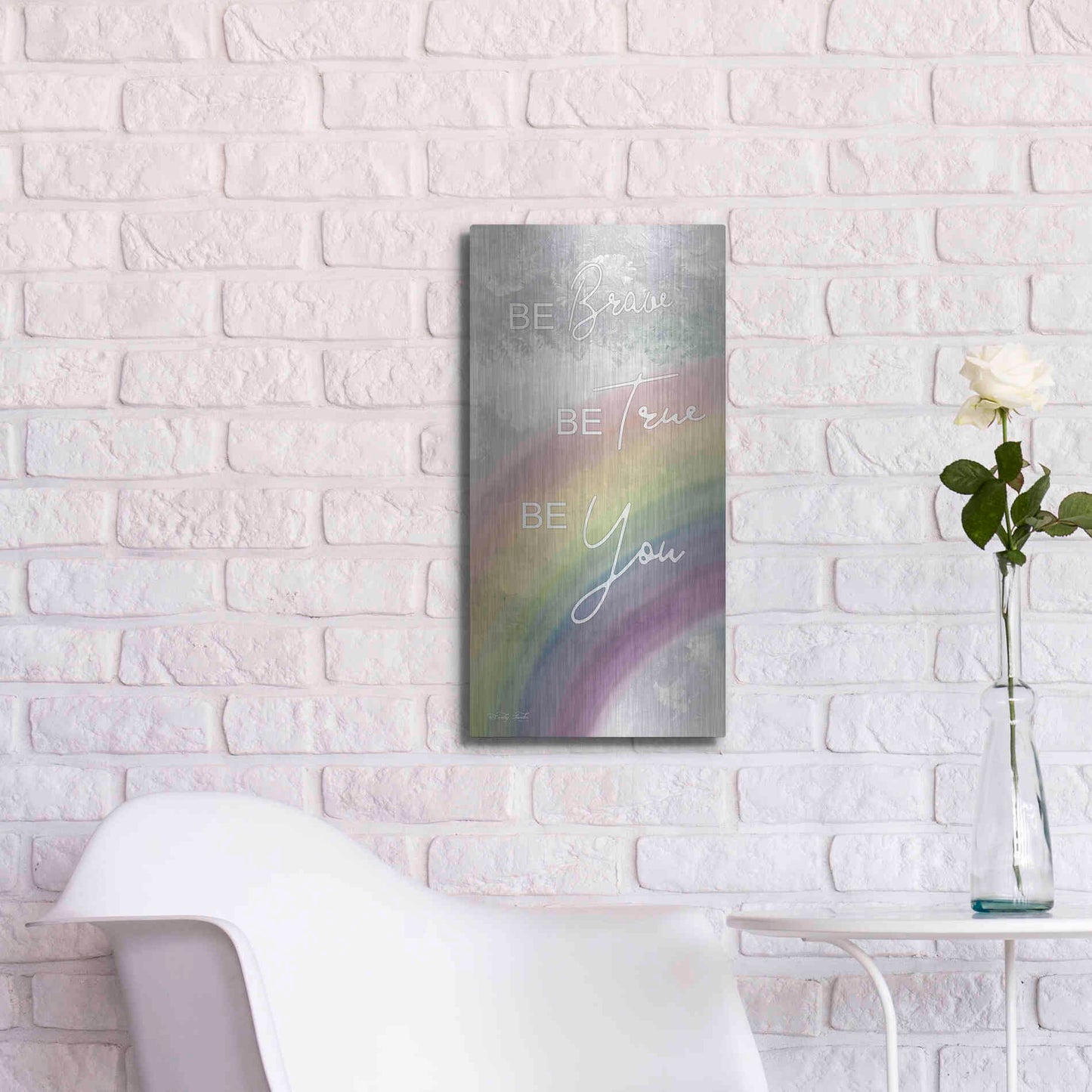 Luxe Metal Art 'Be Brave' by Cindy Jacobs, Metal Wall Art,12x24