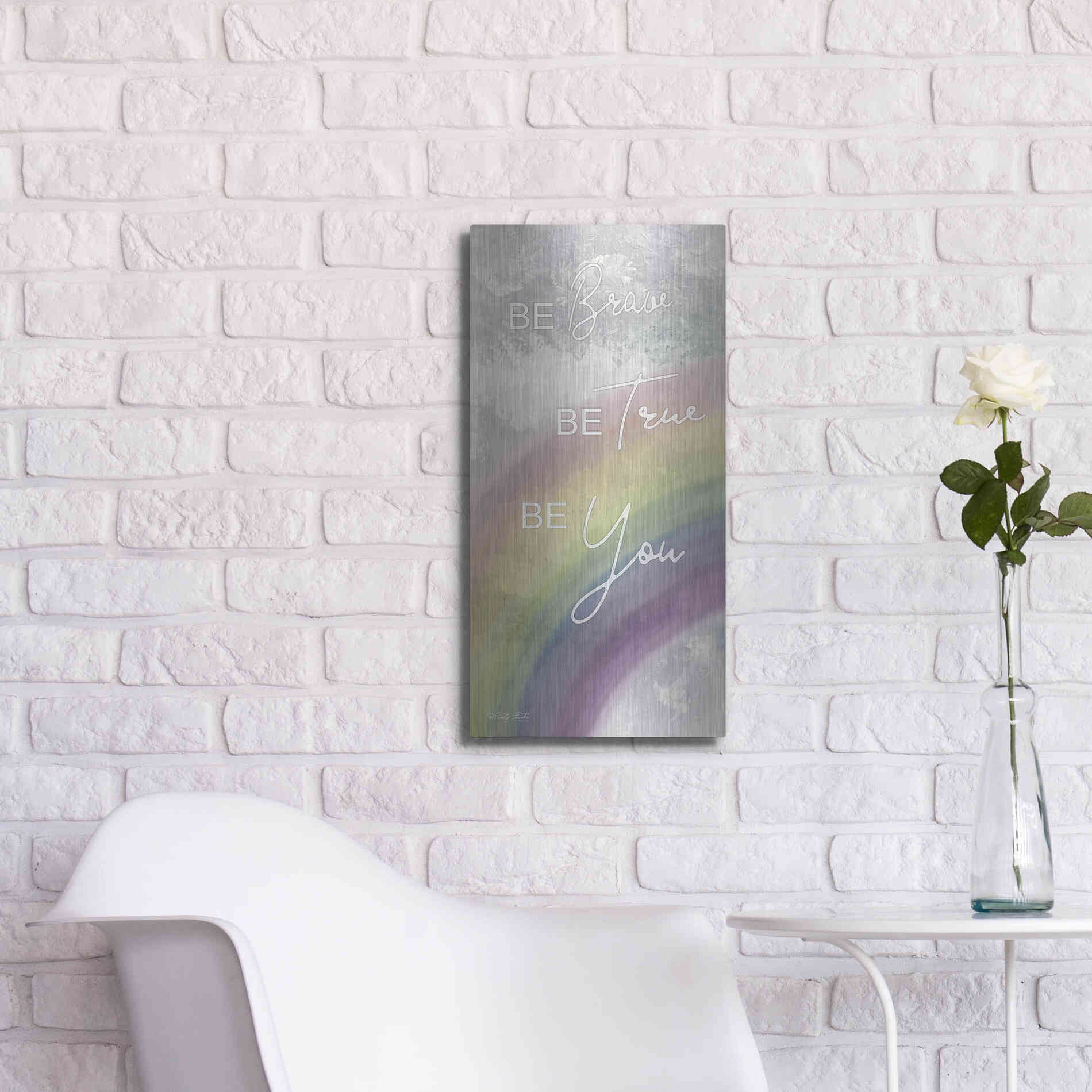 Luxe Metal Art 'Be Brave' by Cindy Jacobs, Metal Wall Art,12x24