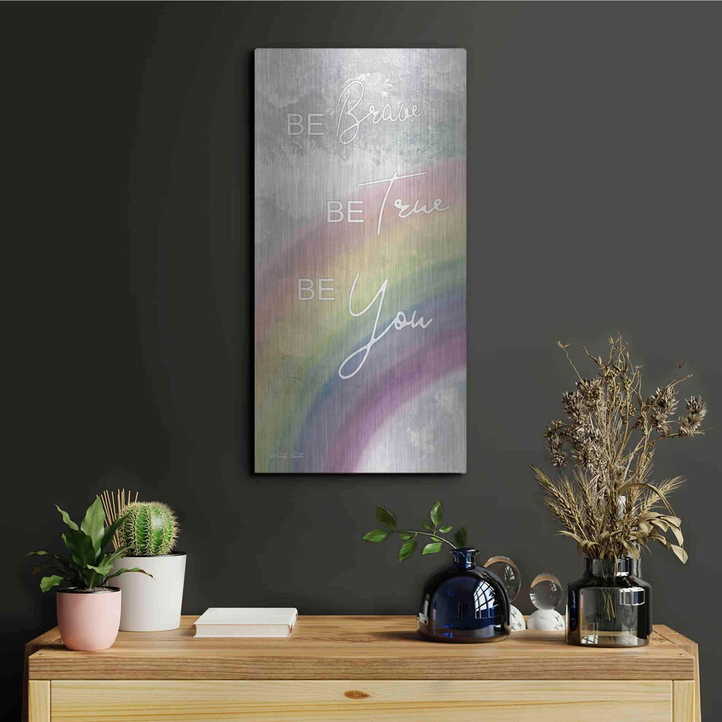 Luxe Metal Art 'Be Brave' by Cindy Jacobs, Metal Wall Art,12x24