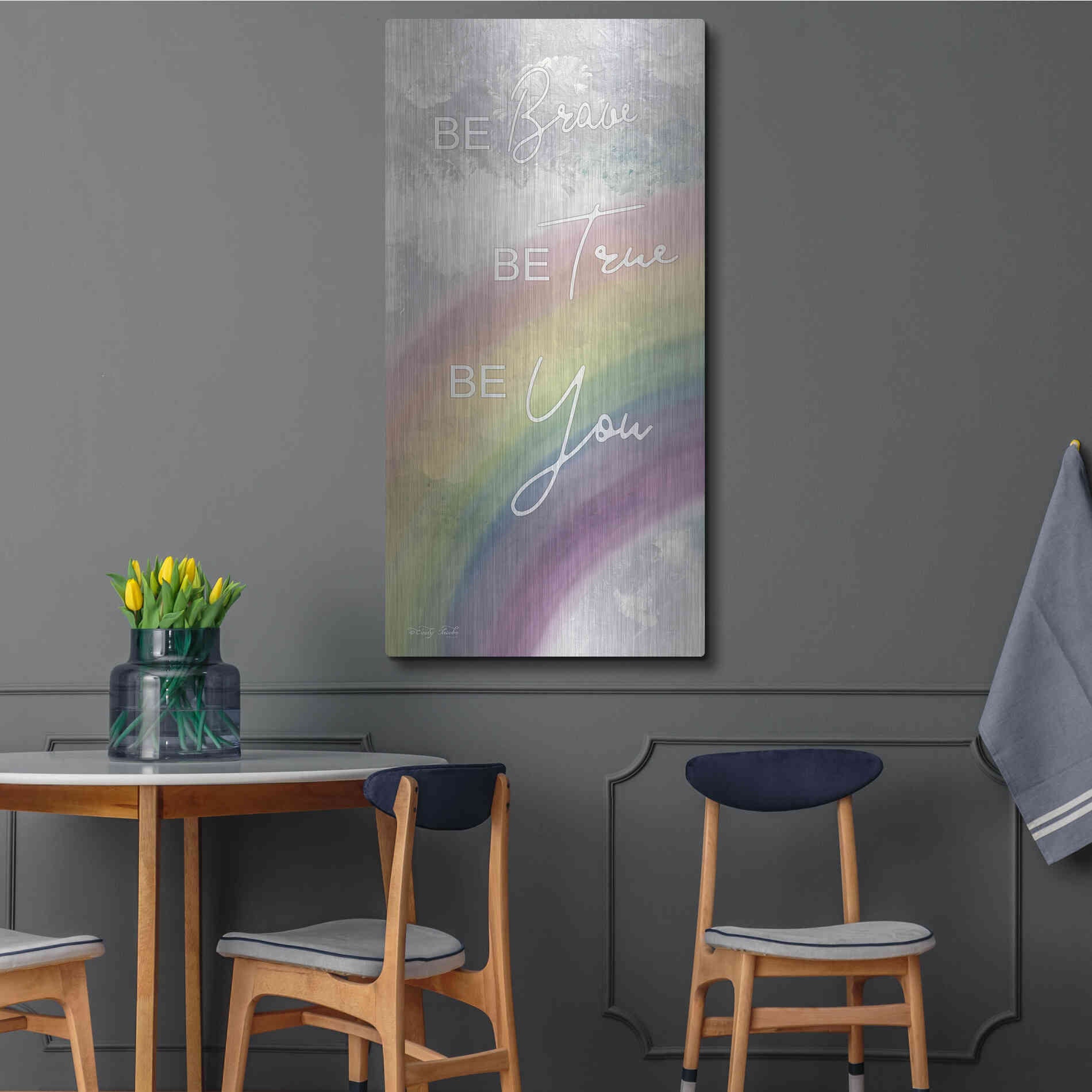 Luxe Metal Art 'Be Brave' by Cindy Jacobs, Metal Wall Art,24x48