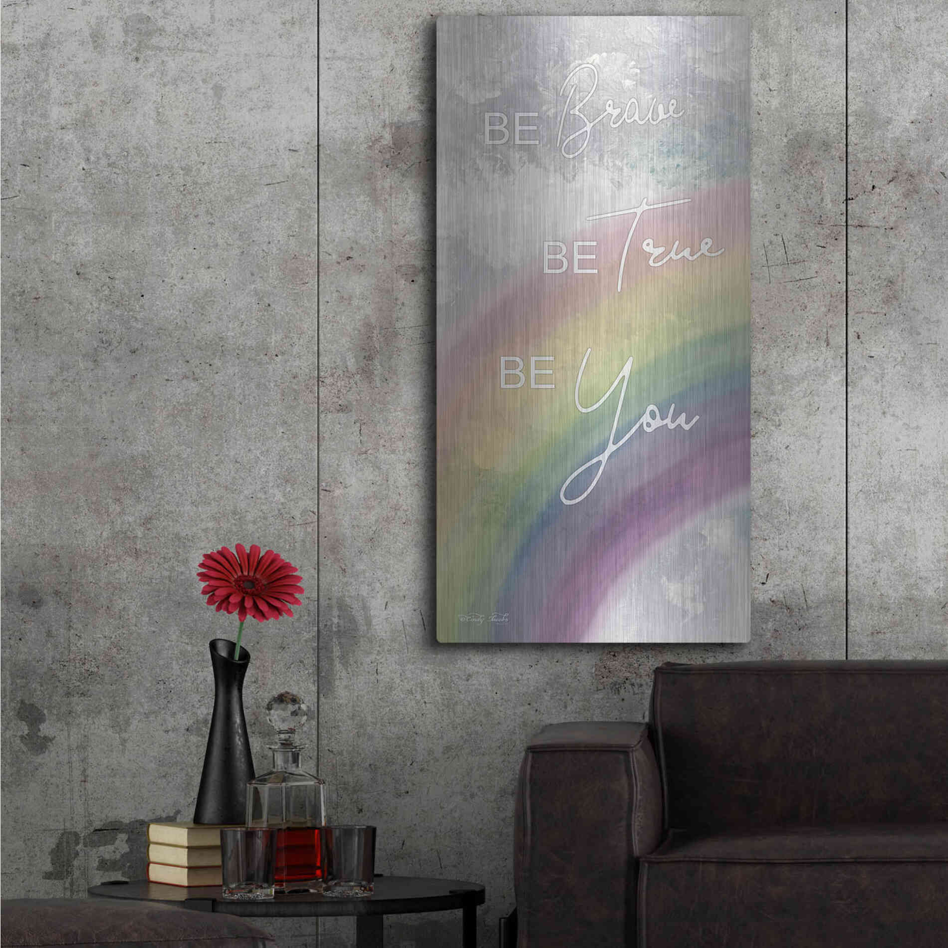Luxe Metal Art 'Be Brave' by Cindy Jacobs, Metal Wall Art,24x48
