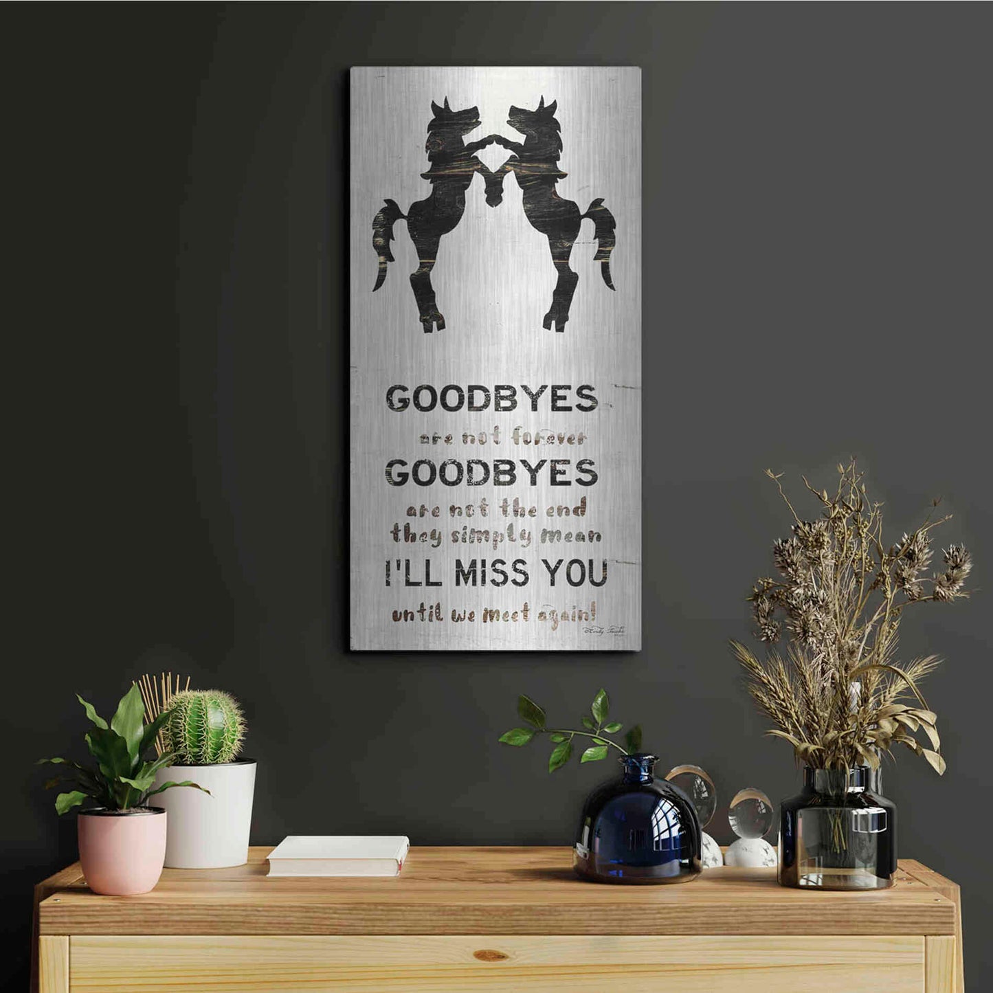 Luxe Metal Art 'I'll Miss You' by Cindy Jacobs, Metal Wall Art,12x24