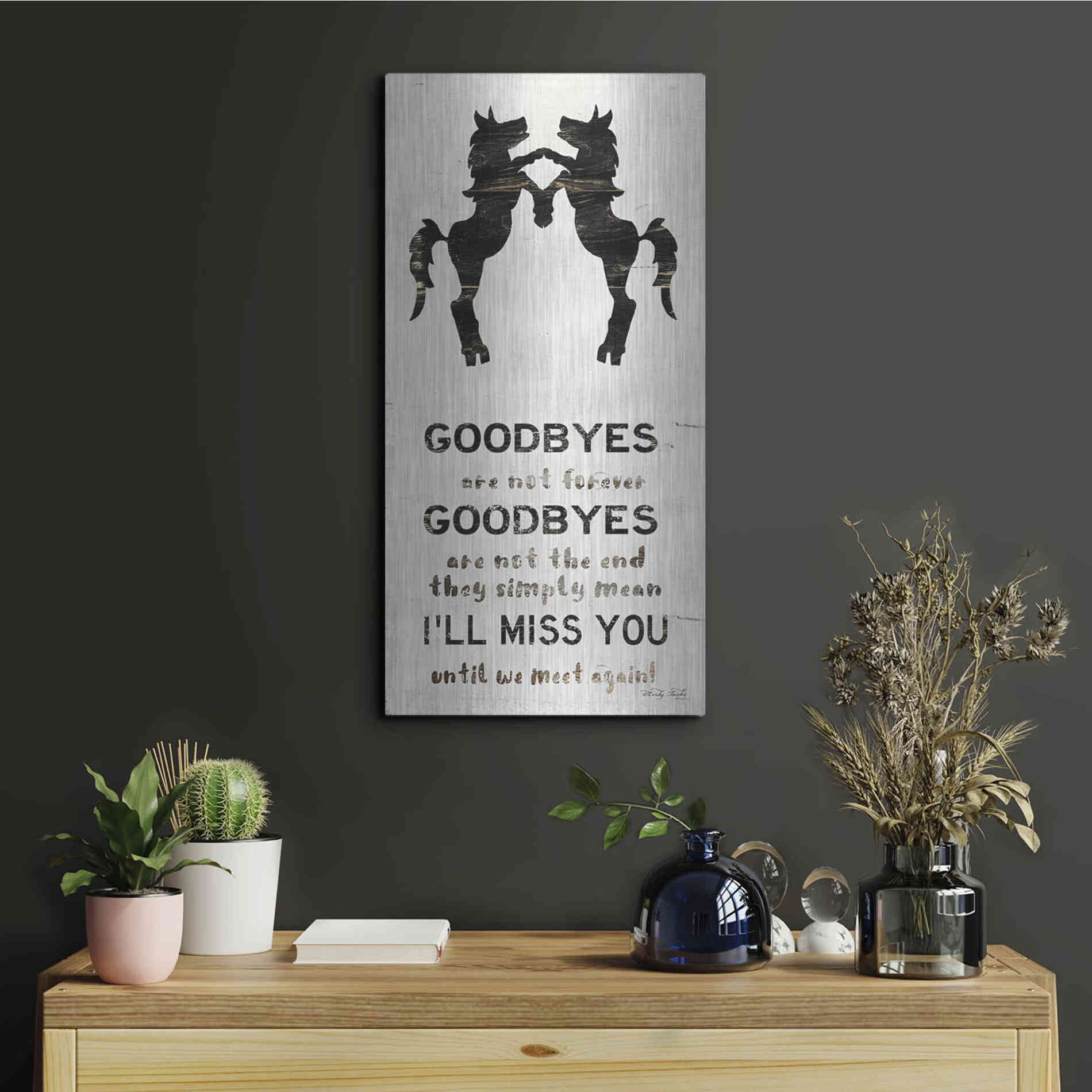 Luxe Metal Art 'I'll Miss You' by Cindy Jacobs, Metal Wall Art,12x24