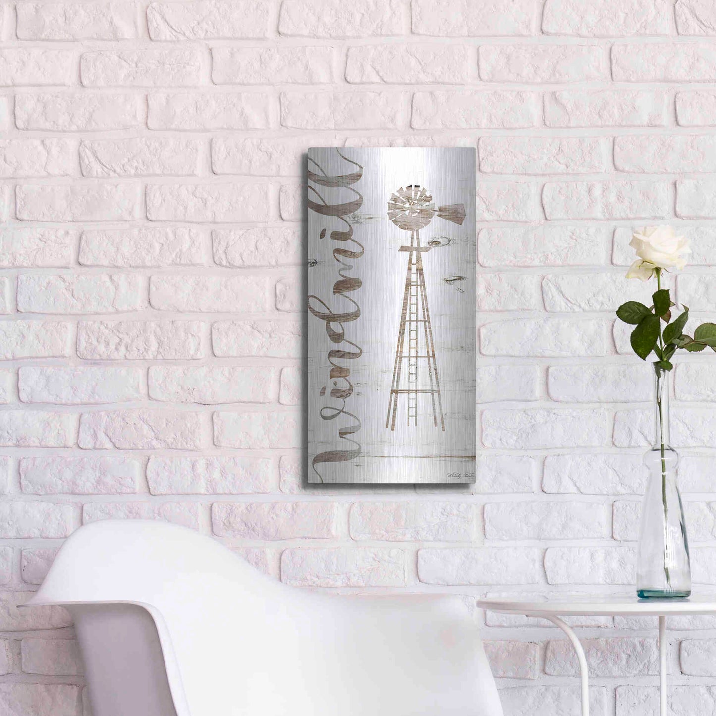 Luxe Metal Art 'Windmill' by Cindy Jacobs, Metal Wall Art,12x24