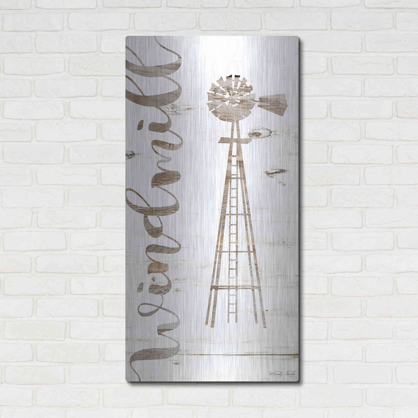 Luxe Metal Art 'Windmill' by Cindy Jacobs, Metal Wall Art,24x48