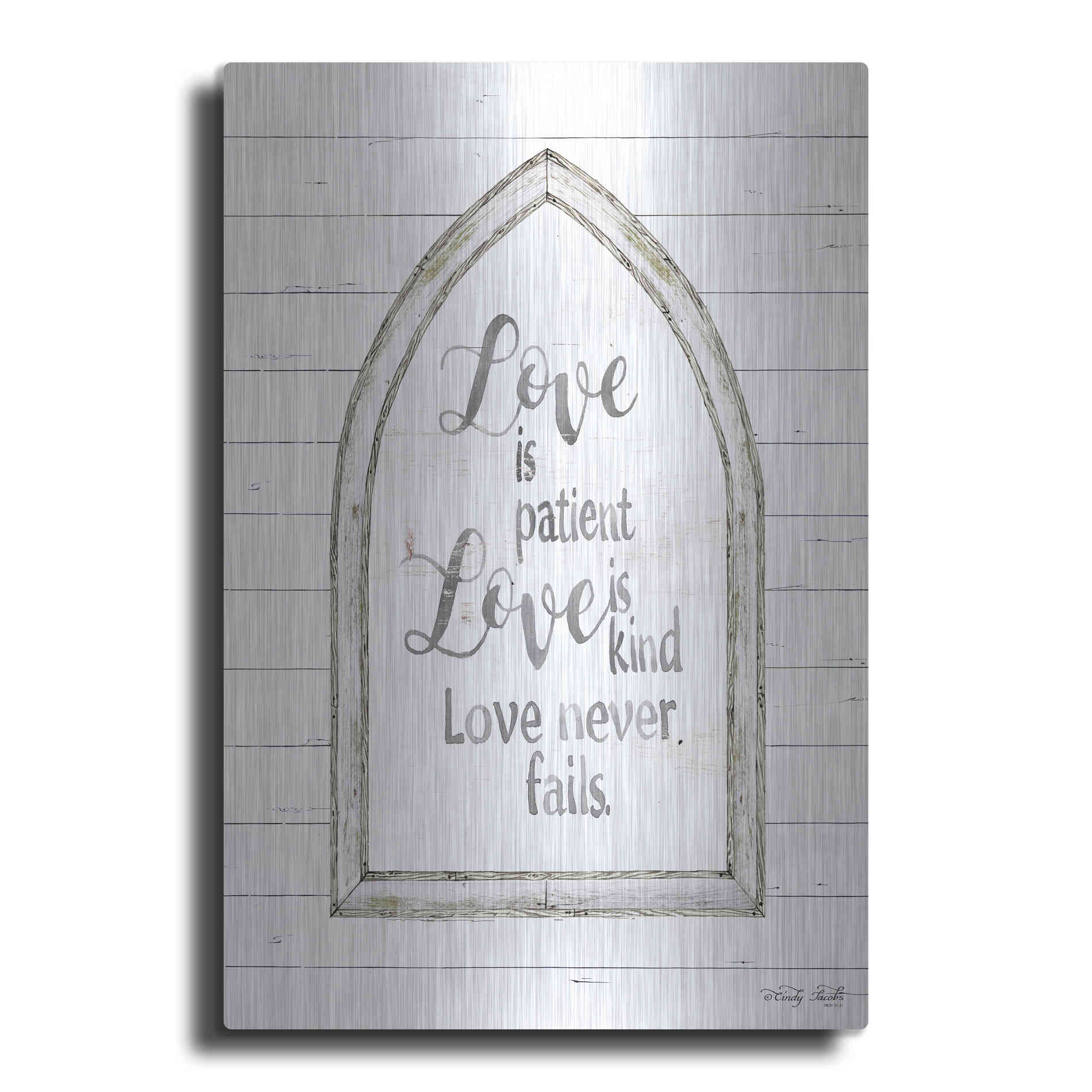 Luxe Metal Art 'Love is Patient Arch' by Cindy Jacobs, Metal Wall Art