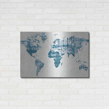 Luxe Metal Art 'Kanari Map Indigo' by Melissa Averinos, Metal Wall Art,36x24