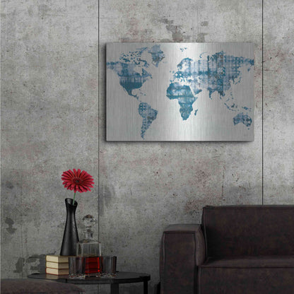 Luxe Metal Art 'Kanari Map Indigo' by Melissa Averinos, Metal Wall Art,36x24