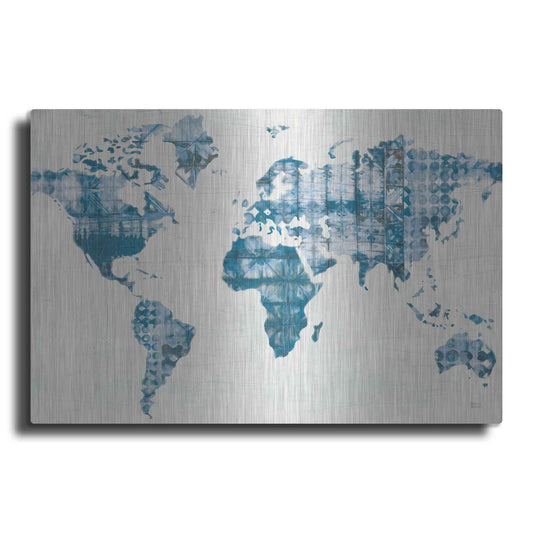 Luxe Metal Art 'Kanari Map Indigo' by Melissa Averinos, Metal Wall Art