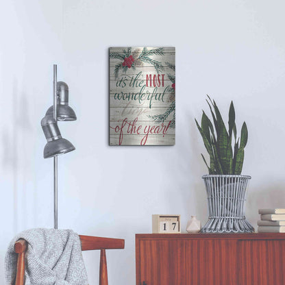Luxe Metal Art 'It's the Most Wonderful Time Shiplap' by Cindy Jacobs, Metal Wall Art,16x24