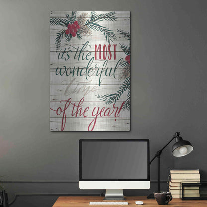 Luxe Metal Art 'It's the Most Wonderful Time Shiplap' by Cindy Jacobs, Metal Wall Art,24x36