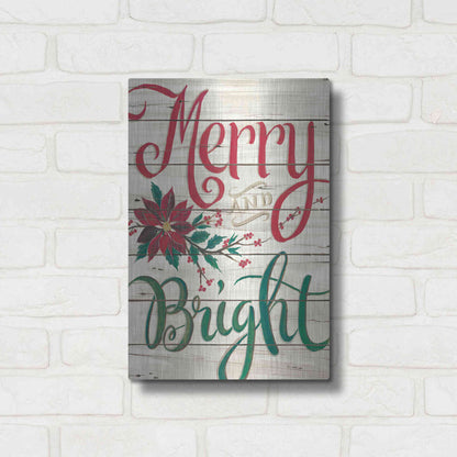 Luxe Metal Art 'Merry & Bright Shiplap' by Cindy Jacobs, Metal Wall Art,12x16