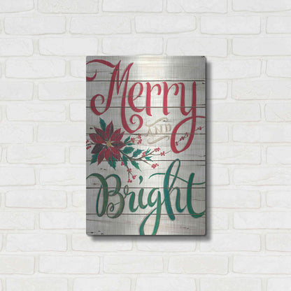 Luxe Metal Art 'Merry & Bright Shiplap' by Cindy Jacobs, Metal Wall Art,16x24