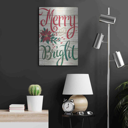 Luxe Metal Art 'Merry & Bright Shiplap' by Cindy Jacobs, Metal Wall Art,16x24