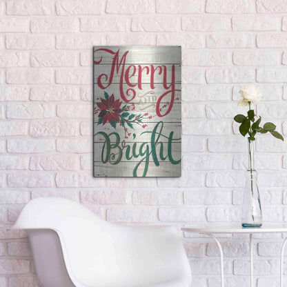 Luxe Metal Art 'Merry & Bright Shiplap' by Cindy Jacobs, Metal Wall Art,16x24