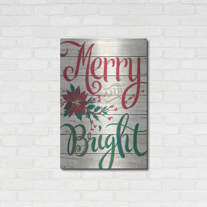Luxe Metal Art 'Merry & Bright Shiplap' by Cindy Jacobs, Metal Wall Art,24x36
