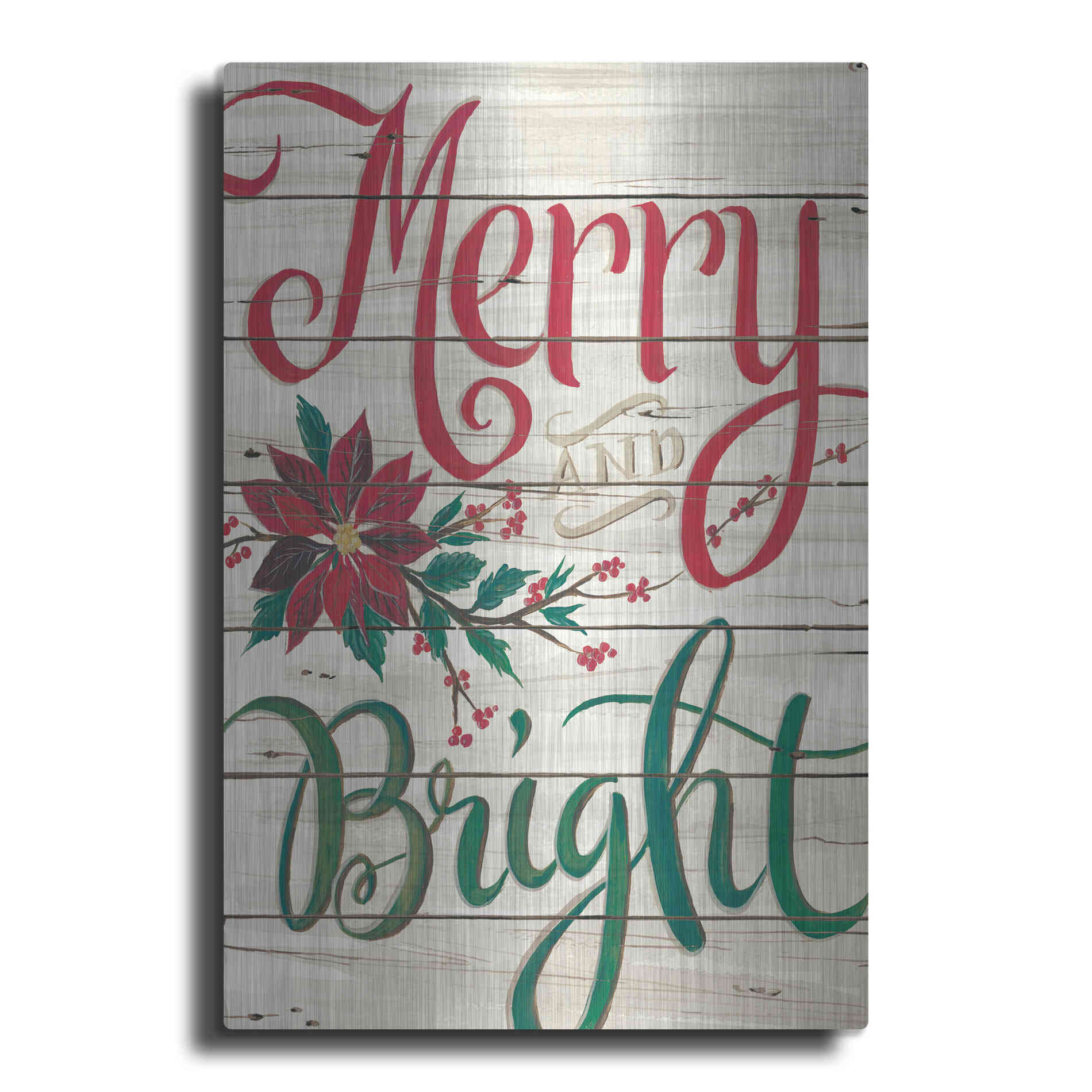 Luxe Metal Art 'Merry & Bright Shiplap' by Cindy Jacobs, Metal Wall Art