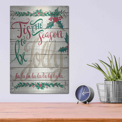 Luxe Metal Art 'Tis the Season Shiplap' by Cindy Jacobs, Metal Wall Art,12x16