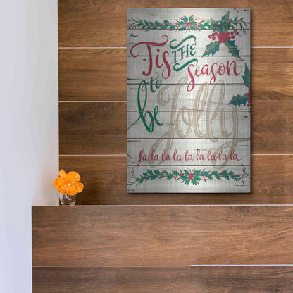 Luxe Metal Art 'Tis the Season Shiplap' by Cindy Jacobs, Metal Wall Art,12x16