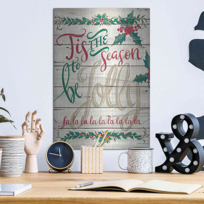Luxe Metal Art 'Tis the Season Shiplap' by Cindy Jacobs, Metal Wall Art,12x16