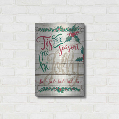 Luxe Metal Art 'Tis the Season Shiplap' by Cindy Jacobs, Metal Wall Art,16x24