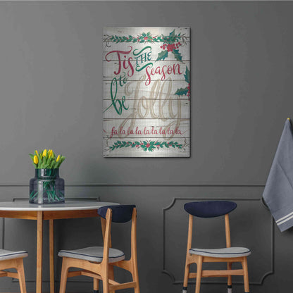 Luxe Metal Art 'Tis the Season Shiplap' by Cindy Jacobs, Metal Wall Art,24x36