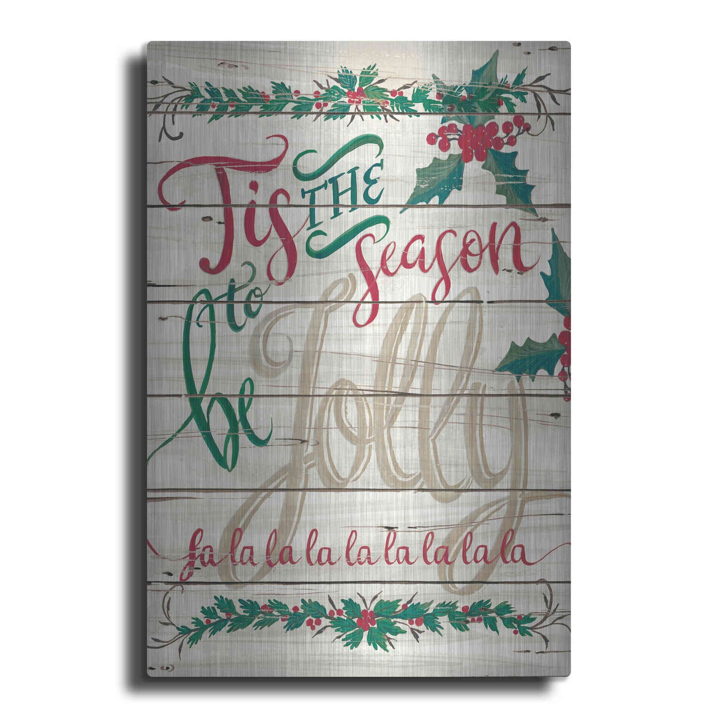 Luxe Metal Art 'Tis the Season Shiplap' by Cindy Jacobs, Metal Wall Art