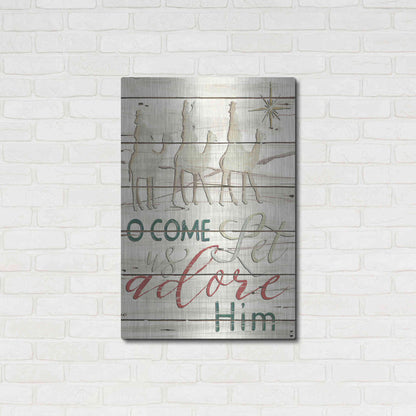 Luxe Metal Art 'Come Let Us Adore Him Shiplap' by Cindy Jacobs, Metal Wall Art,24x36