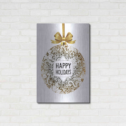 Luxe Metal Art 'Happy Holidays Ornament' by Cindy Jacobs, Metal Wall Art,24x36