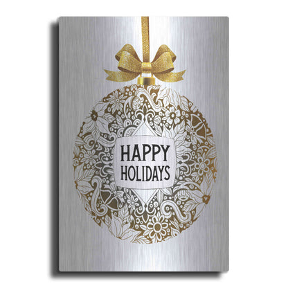 Luxe Metal Art 'Happy Holidays Ornament' by Cindy Jacobs, Metal Wall Art