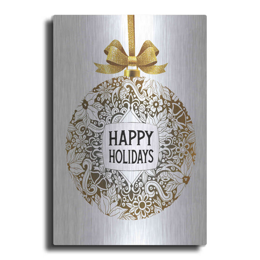 Luxe Metal Art 'Happy Holidays Ornament' by Cindy Jacobs, Metal Wall Art