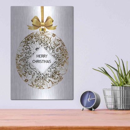 Luxe Metal Art 'Merry Christmas Ball Ornament' by Cindy Jacobs, Metal Wall Art,12x16