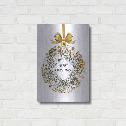 Luxe Metal Art 'Merry Christmas Ball Ornament' by Cindy Jacobs, Metal Wall Art,16x24
