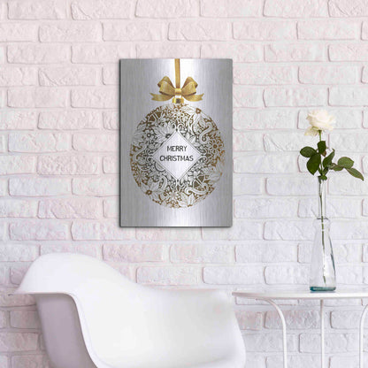 Luxe Metal Art 'Merry Christmas Ball Ornament' by Cindy Jacobs, Metal Wall Art,16x24