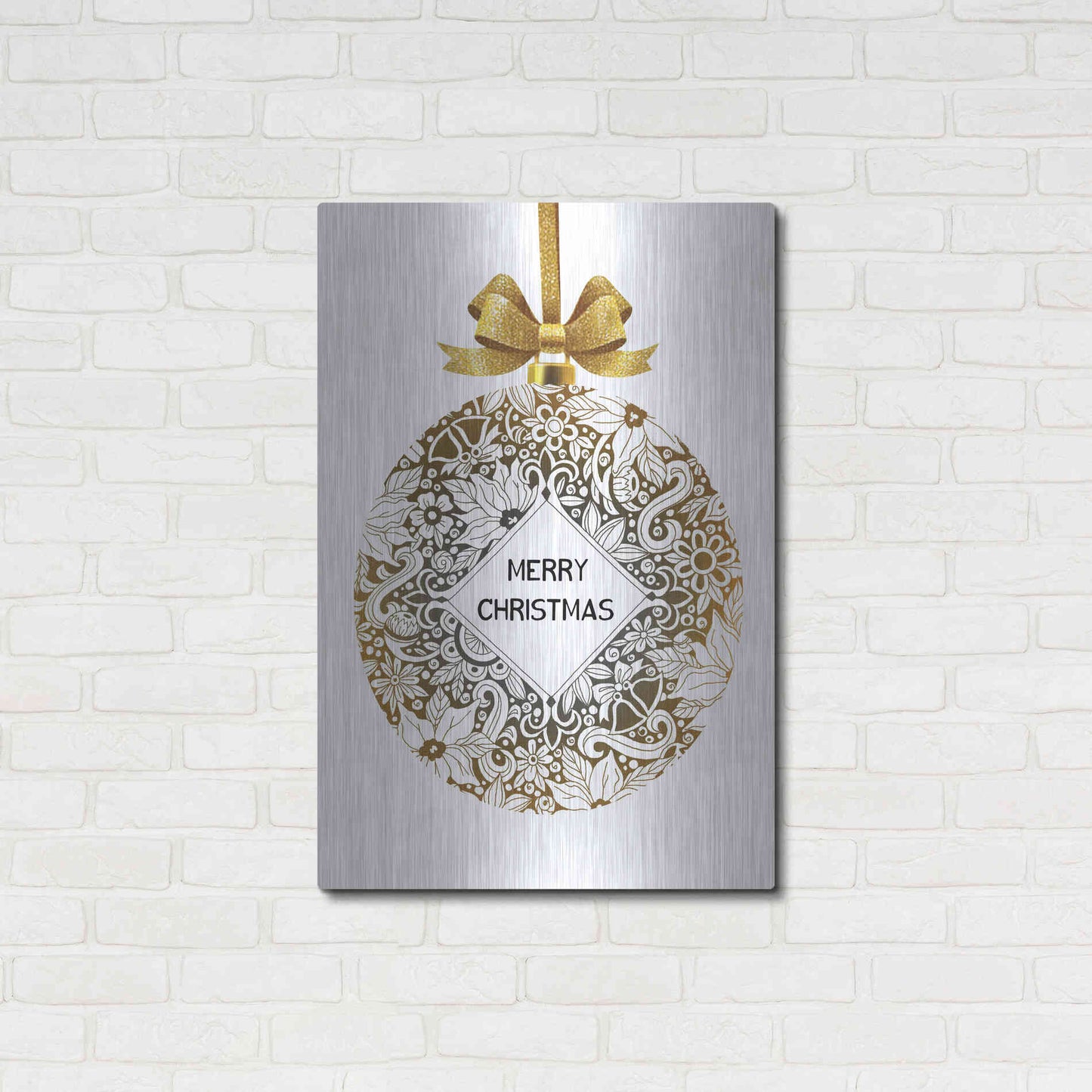 Luxe Metal Art 'Merry Christmas Ball Ornament' by Cindy Jacobs, Metal Wall Art,24x36