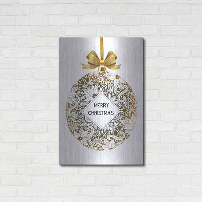 Luxe Metal Art 'Merry Christmas Ball Ornament' by Cindy Jacobs, Metal Wall Art,24x36
