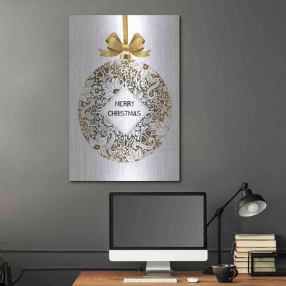 Luxe Metal Art 'Merry Christmas Ball Ornament' by Cindy Jacobs, Metal Wall Art,24x36