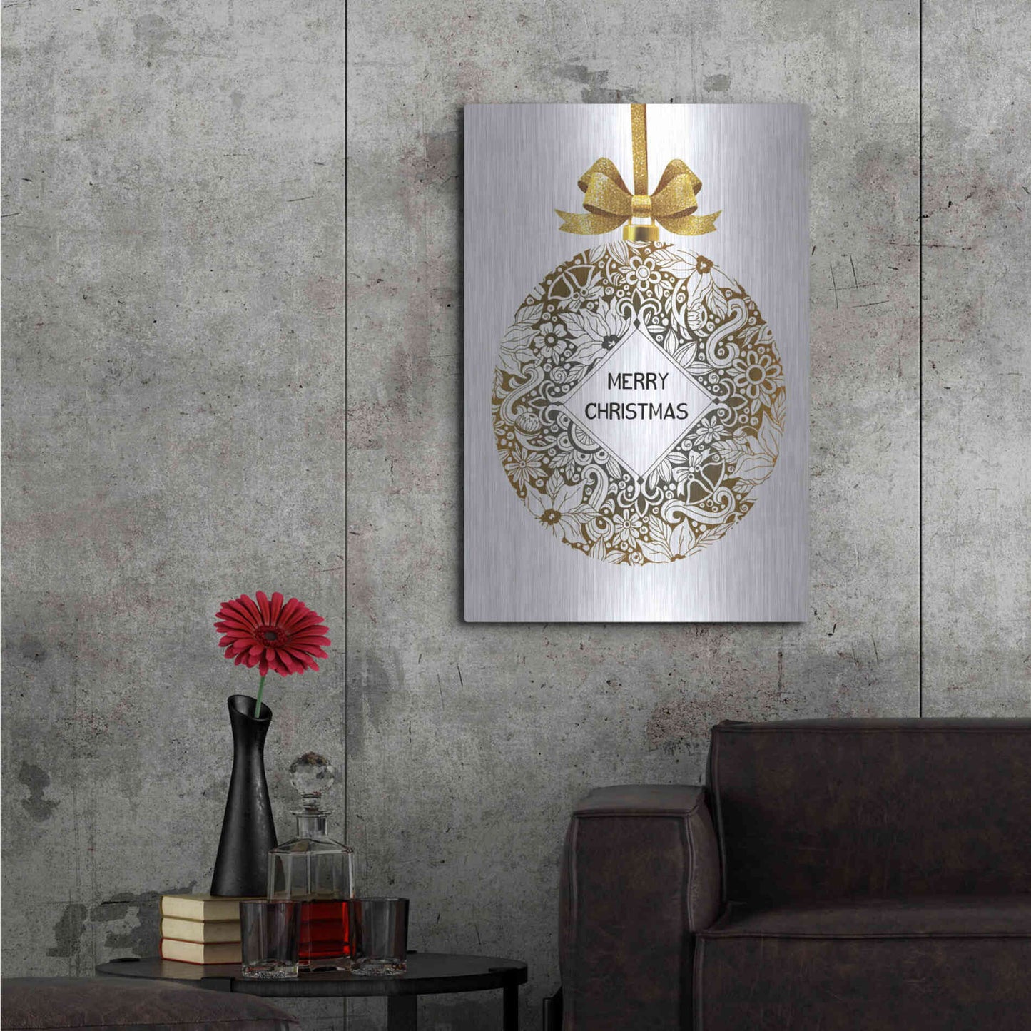 Luxe Metal Art 'Merry Christmas Ball Ornament' by Cindy Jacobs, Metal Wall Art,24x36