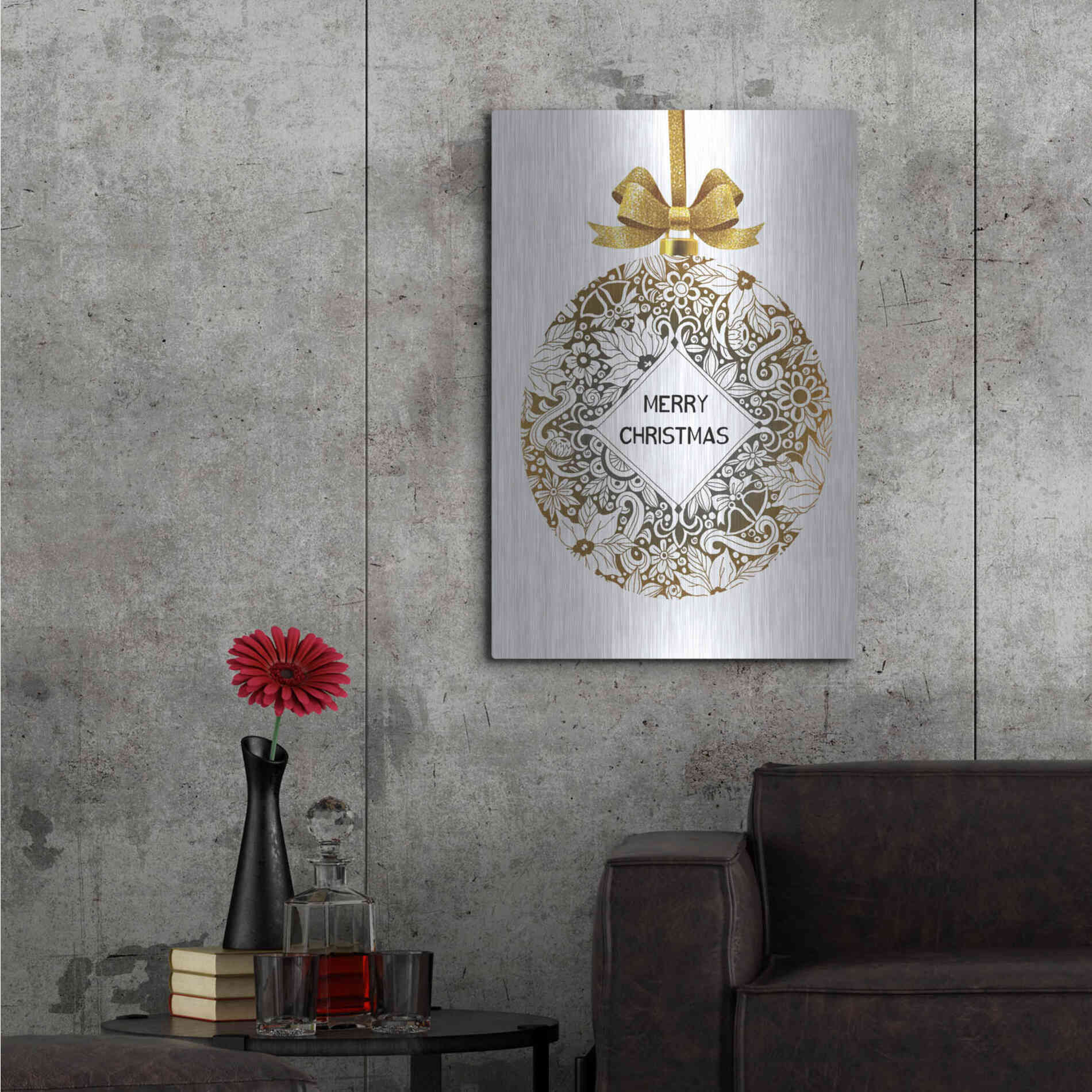 Luxe Metal Art 'Merry Christmas Ball Ornament' by Cindy Jacobs, Metal Wall Art,24x36