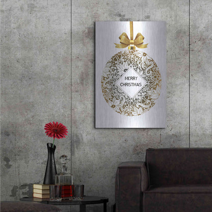 Luxe Metal Art 'Merry Christmas Ball Ornament' by Cindy Jacobs, Metal Wall Art,24x36