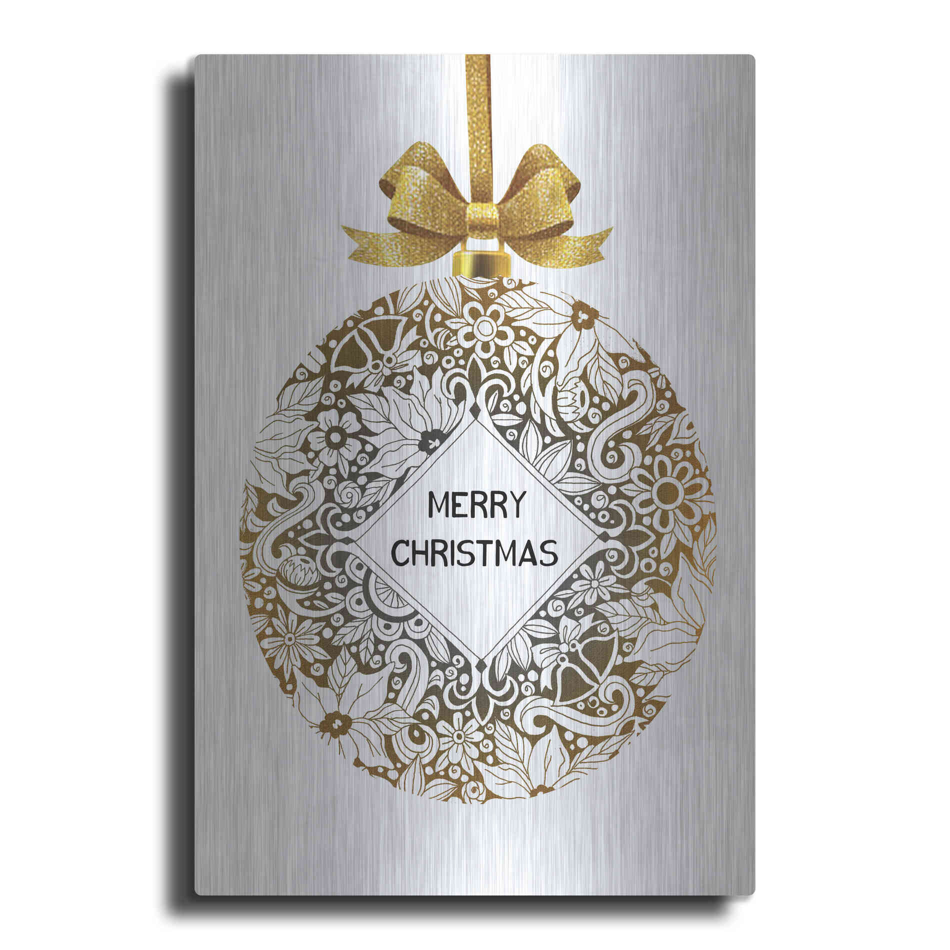 Luxe Metal Art 'Merry Christmas Ball Ornament' by Cindy Jacobs, Metal Wall Art
