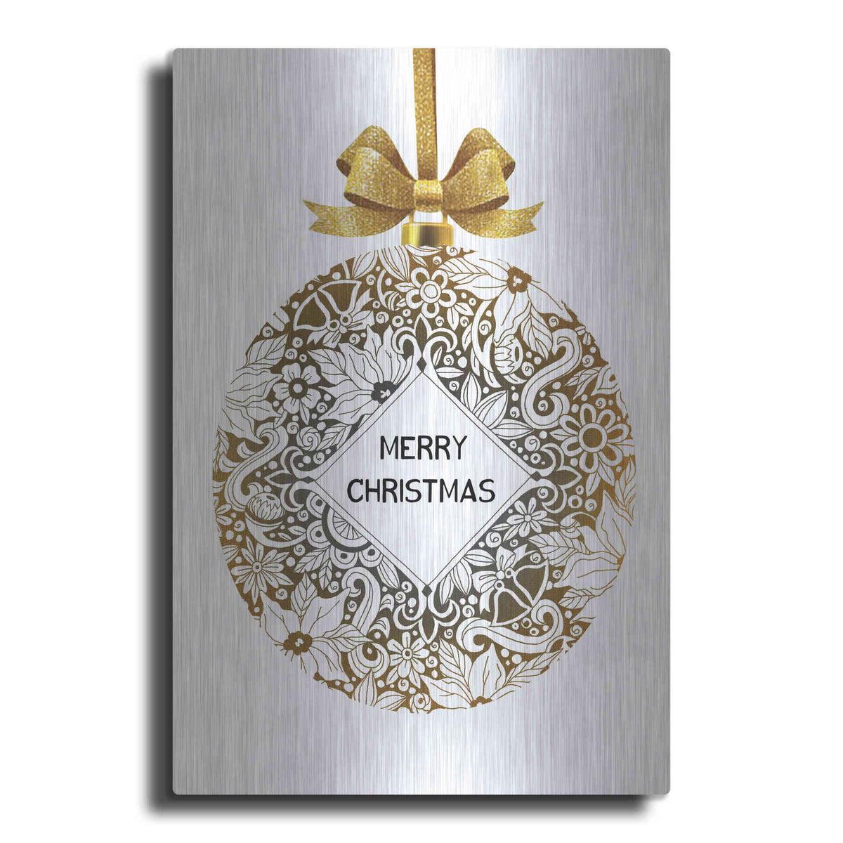 Luxe Metal Art 'Merry Christmas Ball Ornament' by Cindy Jacobs, Metal Wall Art
