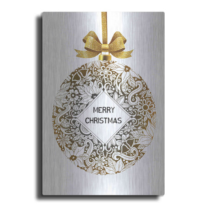 Luxe Metal Art 'Merry Christmas Ball Ornament' by Cindy Jacobs, Metal Wall Art