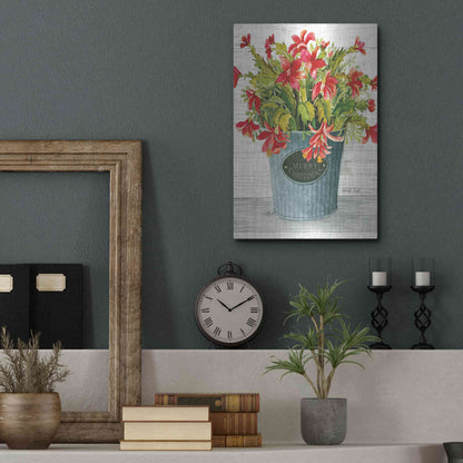 Luxe Metal Art 'Merry Christmas Pot' by Cindy Jacobs, Metal Wall Art,12x16