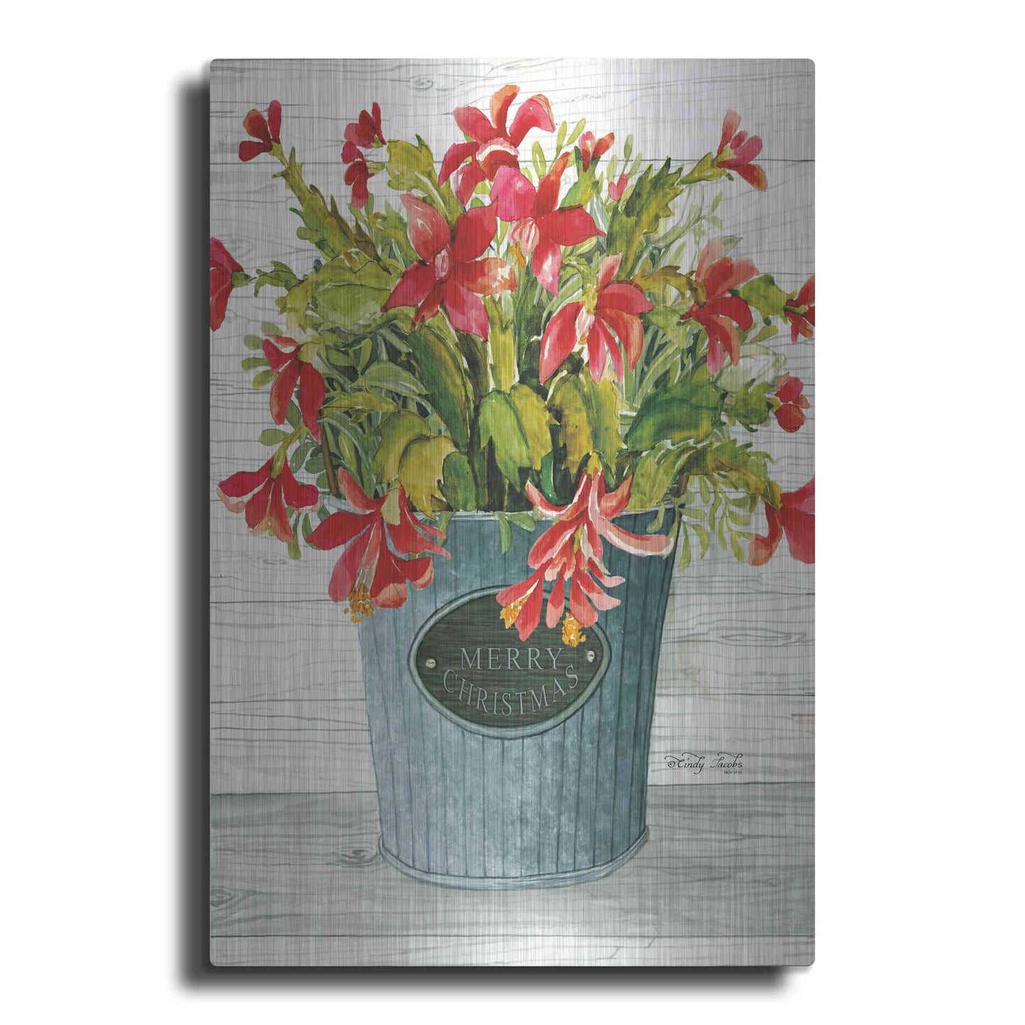 Luxe Metal Art 'Merry Christmas Pot' by Cindy Jacobs, Metal Wall Art