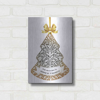 Luxe Metal Art 'Season's Greetings Ornament' by Cindy Jacobs, Metal Wall Art,12x16