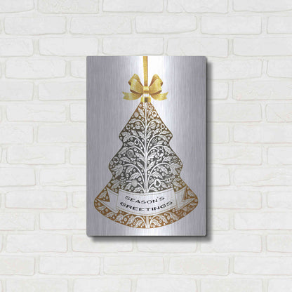 Luxe Metal Art 'Season's Greetings Ornament' by Cindy Jacobs, Metal Wall Art,16x24