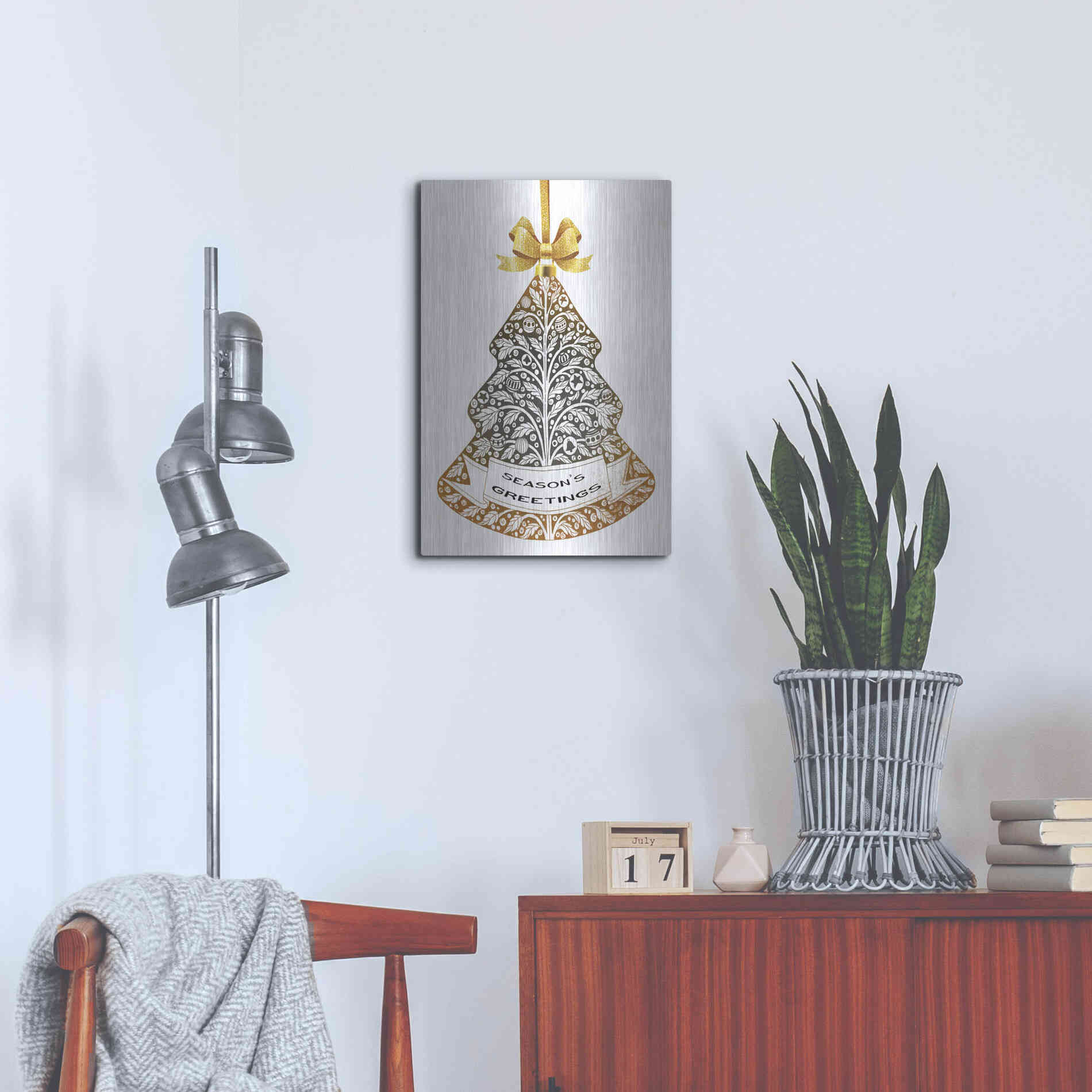 Luxe Metal Art 'Season's Greetings Ornament' by Cindy Jacobs, Metal Wall Art,16x24