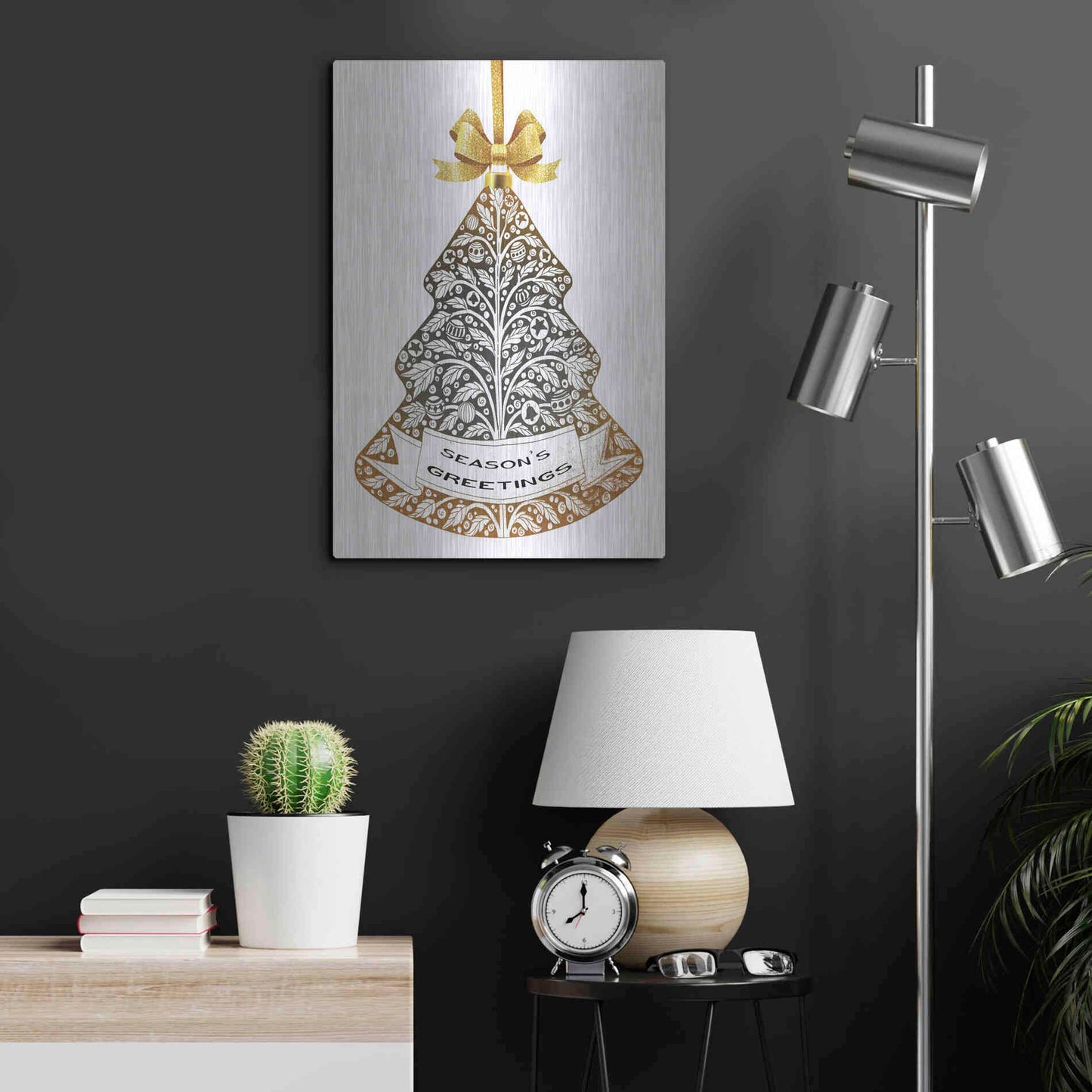 Luxe Metal Art 'Season's Greetings Ornament' by Cindy Jacobs, Metal Wall Art,16x24