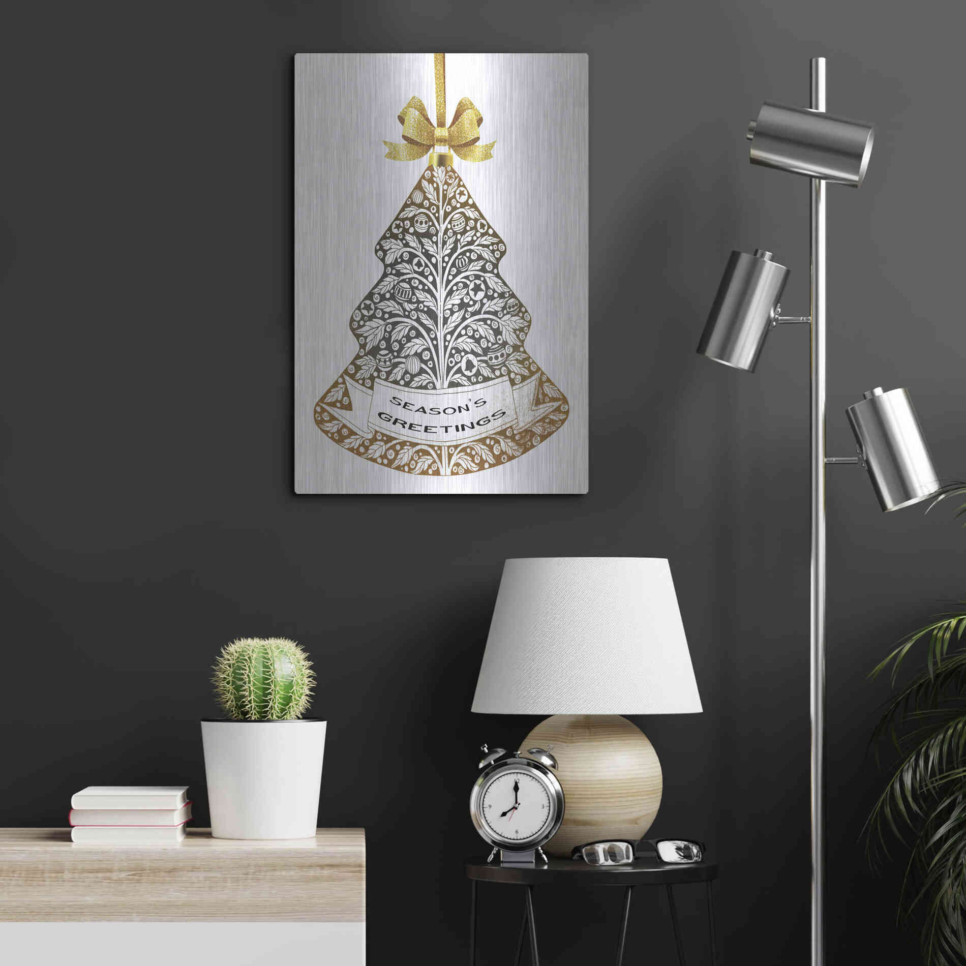 Luxe Metal Art 'Season's Greetings Ornament' by Cindy Jacobs, Metal Wall Art,16x24